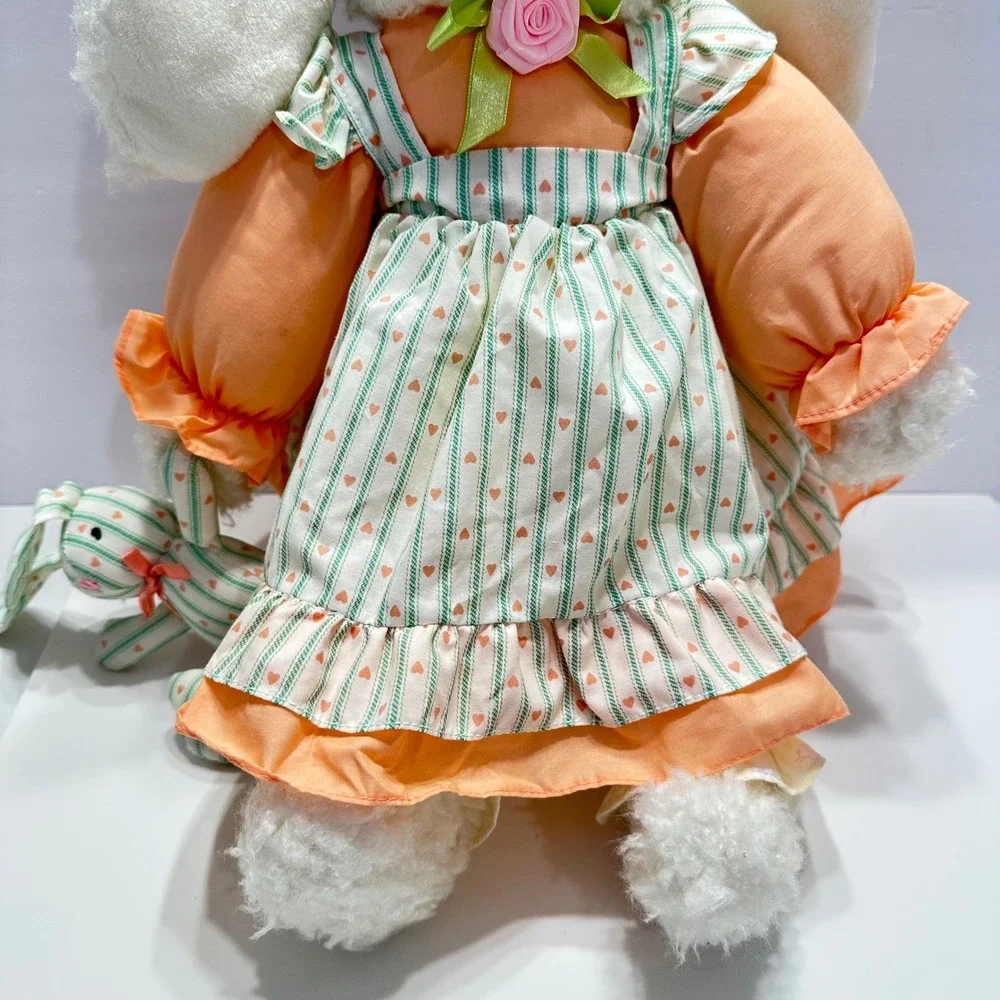 Vintage‎ 1995 Fordlet International Plush Bunny Rabbit Peach Striped Dress 18 in